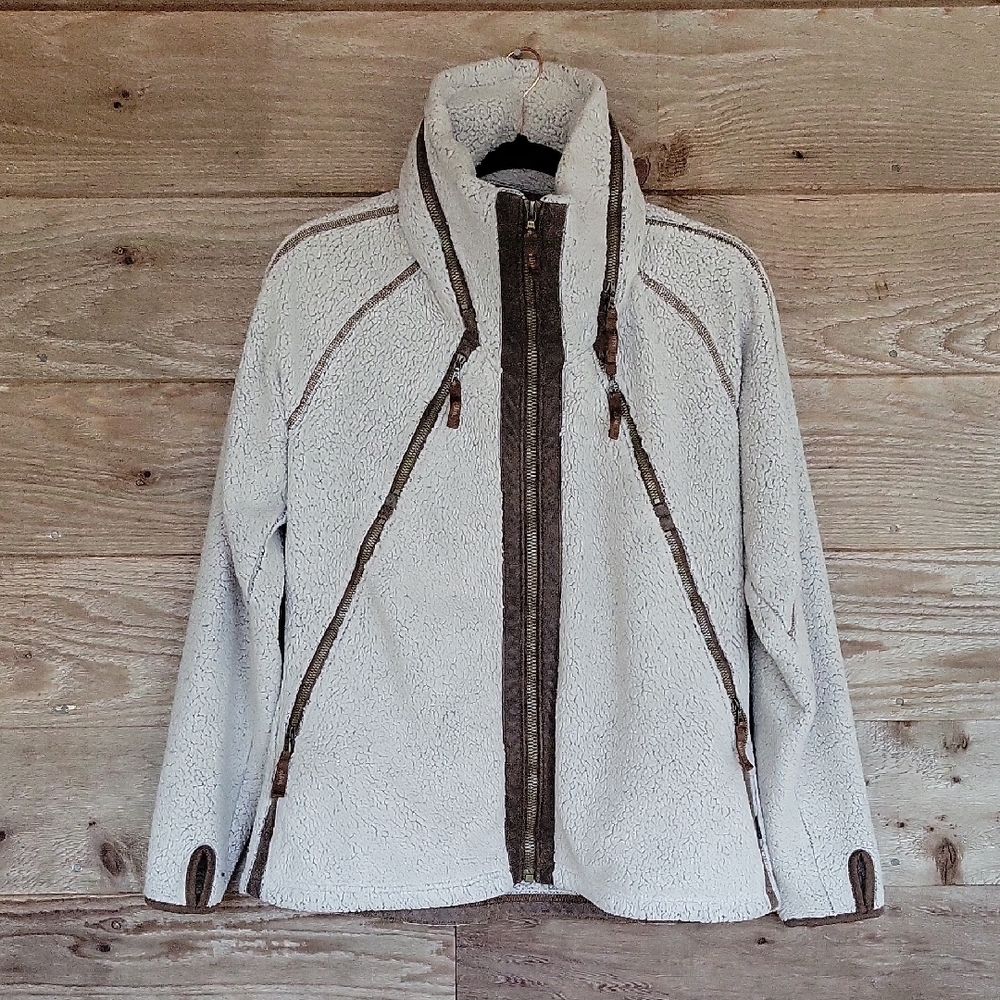 Kuhl Size Large Flight Jacket In Stone with Dark Brown Accents